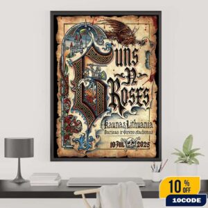 Guns N Roses Kaunas Lithuania 2025 Venue Poster At Darius and Girenas Stadium On July 10 Versus Dragon Art Home Decor Poster Canvas