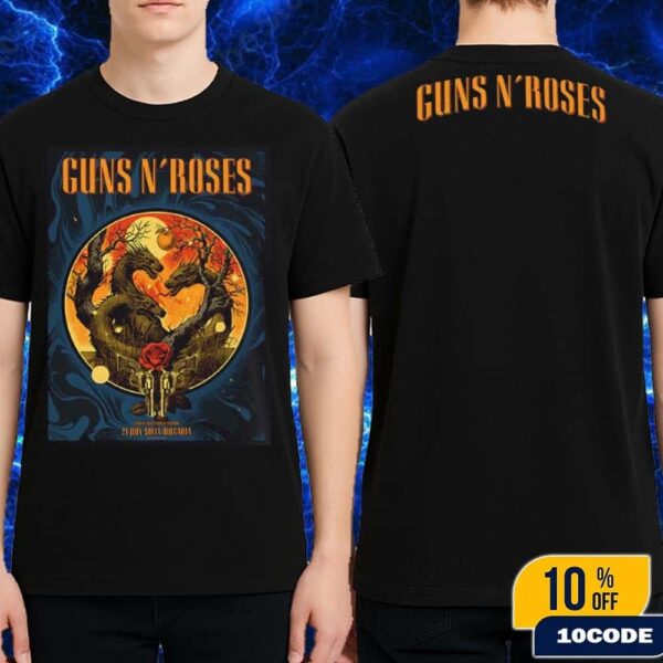 Guns N Roses Sofia 2025 Merch Tee In Bulgaria Concert At Vasil Levski National Stadium On July 21 Exclusive Two Sides T-Shirt