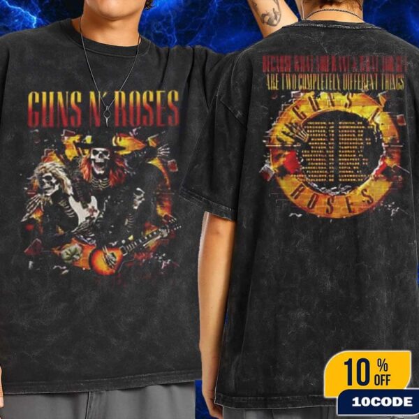 Guns N Roses World Tour 2025 Skeleton With Dated List and Exclusive Tee  What You Want vs What You Get Design Merch Wash T-Shirt Two Sides
