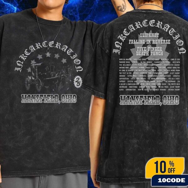 Inkcarceration Music And Tatto Festival 2025 Ohio State Reformatory Merch Night Ride Wash Two Sided T-Shirt