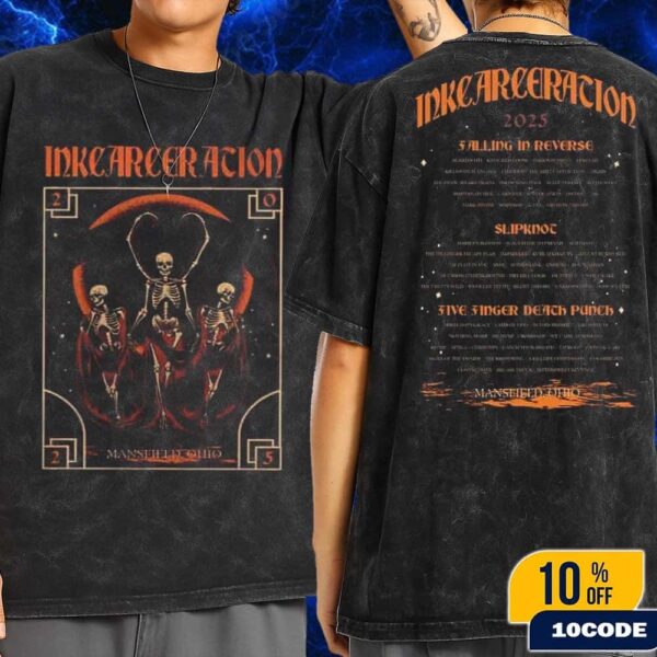 Inkcarceration Music And Tatto Festival 2025 Ohio State Reformatory Merch Night Terror Wash Two Sided T-Shirt