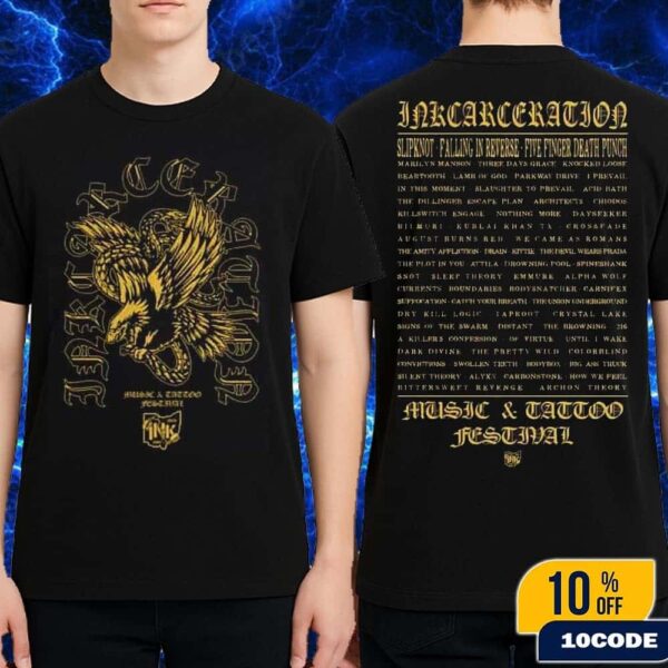 Inkcarceration Music And Tatto Festival 2025 Ohio State Reformatory Merch Screaming Venom Tee Shirt Two Sides