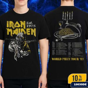 Iron Maiden 50 Anniversary World Piece World Tour 1983 Vintage T-Shirt Two Sides Classic