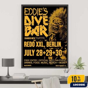 Iron Maiden Eddie’s Dive Bar Berlin Germany 2025 On July 28 29 30 At Redo XXL Merch Poster Canvas Home Decor