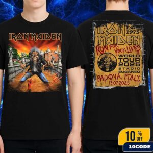 Iron Maiden Run For Your Lives Est 1975 World Tour 2025 Eddie In Prague Czechia Letnany Airport On May 31 Merch T-Shirt Two Sides