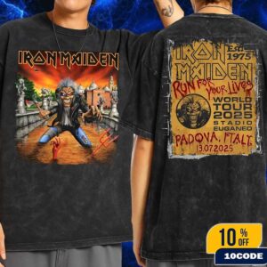 Iron Maiden Run For Your Lives Est 1975 World Tour 2025 Eddie In Prague Czechia Letnany Airport On May 31 Wash T-Shirt Two Sides
