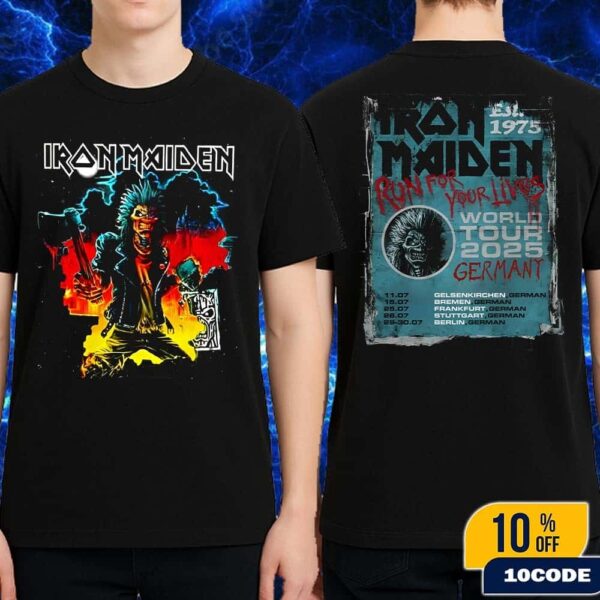 Iron Maiden Run For Your Lives World Tour 2025 Germany Tour Event Tee Eddie With His Axe Art Classic Two Sides T-Shirt