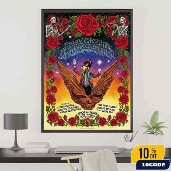 Jerry Garcia Symphonic Celebration With The Colorado Symphony Official Event Poster In Morrison Colorado At Red Rocks Amphitheatre On July 6 2025 Home Decor Poster Canvas