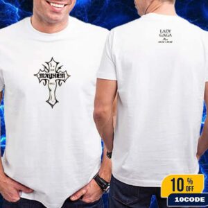 Lady Gaga The Mayhem Ball Tour 2025-2026 Exclusive Tee Cross Logo White Edition Official Concert Merch T-Shirt Two Sides