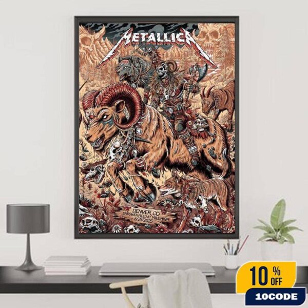 Metallica M72 Denver 2025 Night 2 Venue Poster In Denver Colorado At Empower Field at Mile High On June 29 Merch Home Decor Poster Canvas
