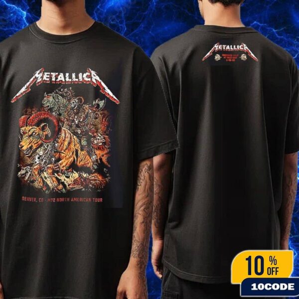 Metallica M72 Denver 2025 Night 2 Venue Tee In Denver Colorado At Empower Field at Mile High On June 29 Merch T-Shirt Two Sides