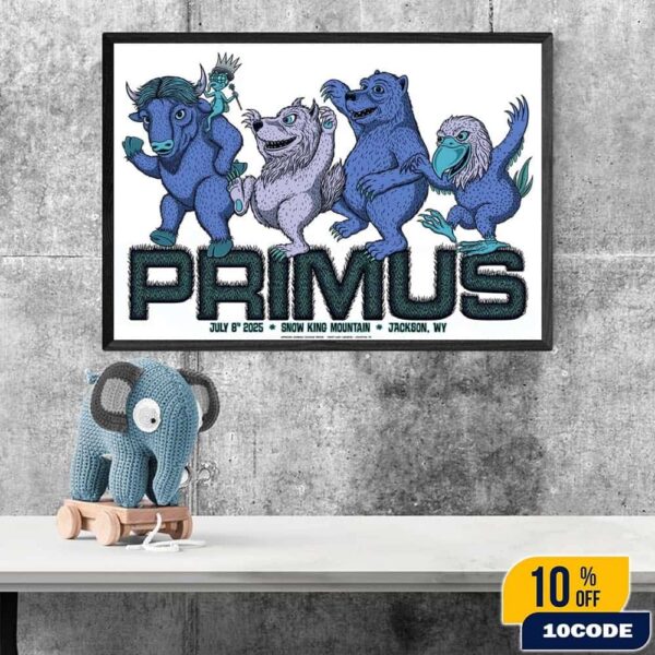 Primus Jackson Wyoming Concert Poster At Snow King Mountain On July 8 2025 Home Decor Poster Horizontal