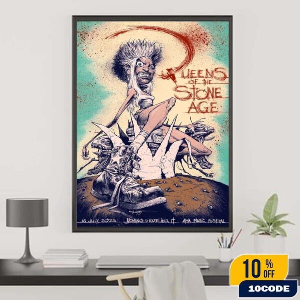 Queens Of The Stone Age AMA Music Festival 2025 Poster In Romano d’Ezzelino Italy On July 16 Home Decor Poster Canvas