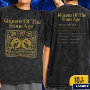 Queens Of The Stone Age The Catacombs Tour 2025 UK EU Tour Dates Wash T-Shirt Two Sides