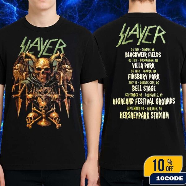 Slayer Farewell Tour 2025 Merch Skull Throne Art With Tour Dates Fan Gifts Classic T-Shirt Two Sides