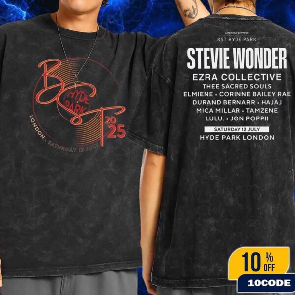 Stevie Wonder BST Hyde Park London 2025 Event Tee On July 12 Merch Fan Gifts Wash Two Sides T-Shirt
