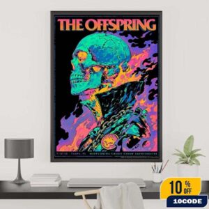 The Offspring Tampa Florida 2025 Venue Poster At MidFlorida Credit Union Amphitheatre On July 12 Flaming Skeleton Supercharged Worldwide North American Tour Home Decor Poster Canvas