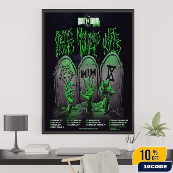 The Trinity Of Terror Tour 2025 With Ice Nine Kills – Black Veil Brides and Motionless White Tour Dates On Aug And Sept Fan Gifts Home Decor Poster Canvas