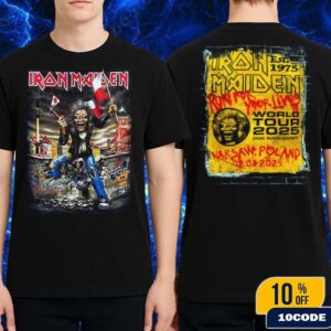 Iron Maiden Run For Your Lives World Tour 2025 Warsaw Poland Exclusive Merch Tee At PGE Narodowy On August 2 Classic Two Sides T-Shirt